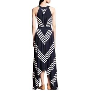 Banana Republic Striped Navy Handkerchief Hem Style Maxi Dress Size M